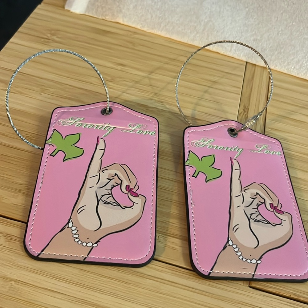 Two AKA sorority love key rings
